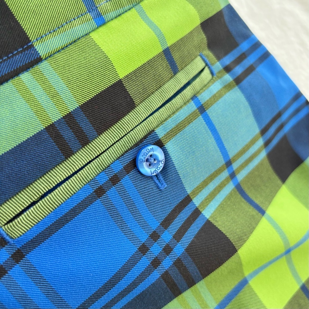 Lilly Pulitzer Plaid Golf Skort Blue and Lime Green Plaid 8 Medium - Picture 7 of 13